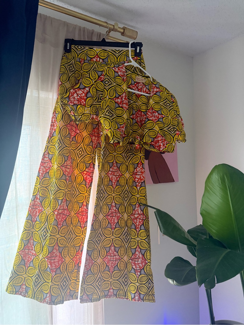 Bold Yellow & Orange Ankara Wide Leg Pants Set